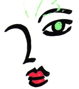 One of my first Posca sketches. Note the way the green and red cover the black.